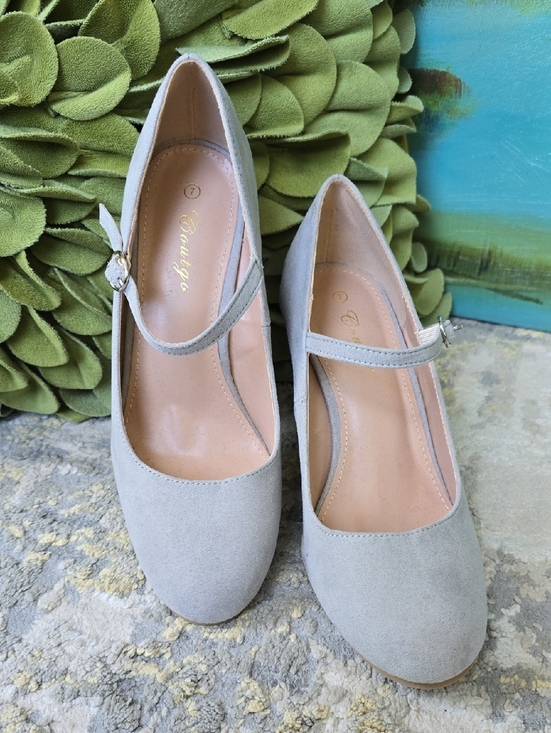 Coutgo Shoes - Coutgo Mary Jane Pumps Ankle Strap High Heel Round Toe Wedge Shoes Size 7